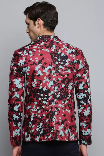 Men's Printed Mandarin Collar Multicolor Bandhgala Blazer