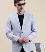 SHOWOFF Men's Notched Lapel Solid Blue Single-Breasted Blazer