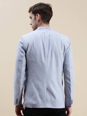 SHOWOFF Men's Notched Lapel Solid Blue Single-Breasted Blazer 4