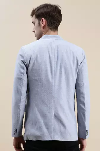 SHOWOFF Men's Notched Lapel Solid Blue Single-Breasted Blazer