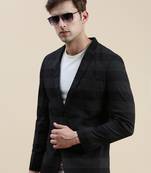 SHOWOFF Men's Notched Lapel Printed Black Single-Breasted Blazer