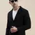 Men's Solid Notched Lapel Black Open Front Blazer