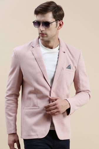 SHOWOFF Men's Solid Notched Lapel Pink Open Front Blazer