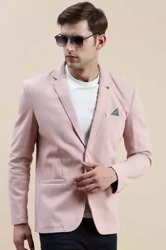 SHOWOFF Men's Solid Notched Lapel Pink Open Front Blazer