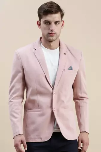 SHOWOFF Men's Solid Notched Lapel Pink Open Front Blazer