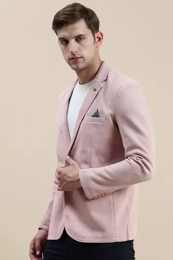 SHOWOFF Men's Solid Notched Lapel Pink Open Front Blazer