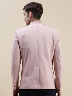SHOWOFF Men's Solid Notched Lapel Pink Open Front Blazer 4