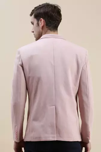 SHOWOFF Men's Solid Notched Lapel Pink Open Front Blazer