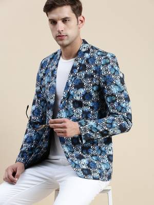 SHOWOFF Men's Printed Notched Lapel Multi Tuxedo Blazer 1