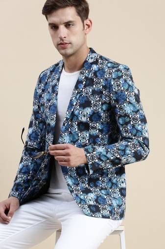 SHOWOFF Men's Printed Notched Lapel Multi Tuxedo Blazer