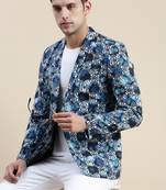 SHOWOFF Men's Printed Notched Lapel Multi Tuxedo Blazer