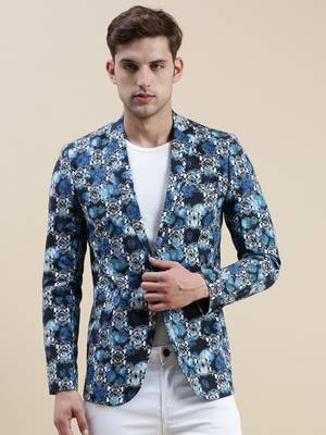 SHOWOFF Men's Printed Notched Lapel Multi Tuxedo Blazer 2