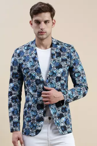 SHOWOFF Men's Printed Notched Lapel Multi Tuxedo Blazer