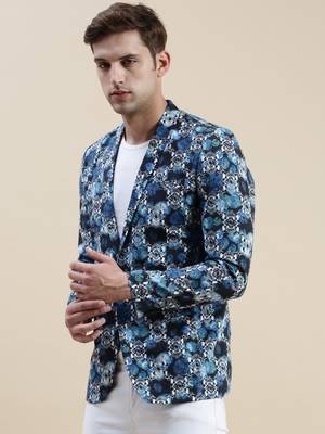 SHOWOFF Men's Printed Notched Lapel Multi Tuxedo Blazer 3
