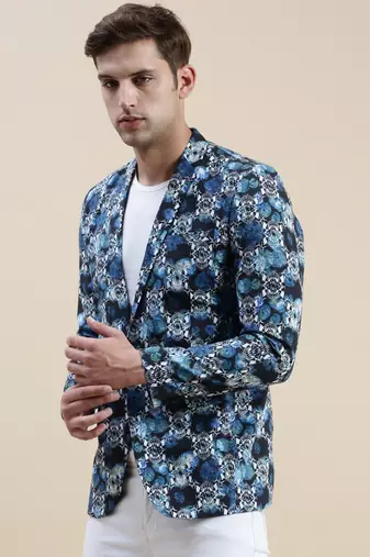 SHOWOFF Men's Printed Notched Lapel Multi Tuxedo Blazer