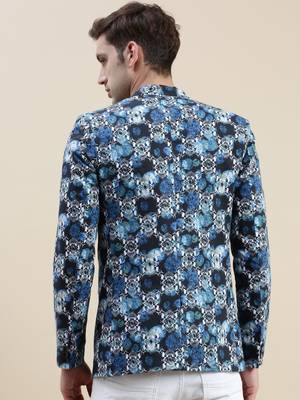 SHOWOFF Men's Printed Notched Lapel Multi Tuxedo Blazer 4