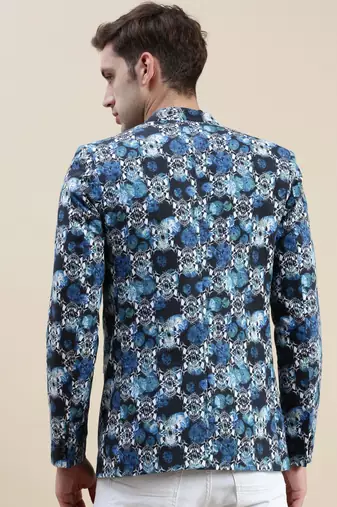 SHOWOFF Men's Printed Notched Lapel Multi Tuxedo Blazer