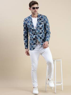 SHOWOFF Men's Printed Notched Lapel Multi Tuxedo Blazer 5