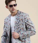Men's Printed Notched Lapel Multi Tuxedo Blazer