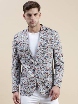 Men's Printed Notched Lapel Multi Tuxedo Blazer 2