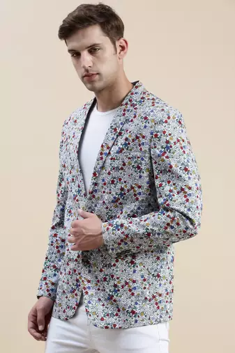 Men's Printed Notched Lapel Multi Tuxedo Blazer