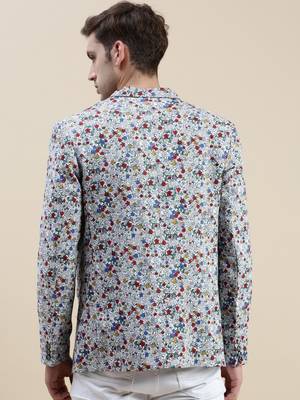 Men's Printed Notched Lapel Multi Tuxedo Blazer 4