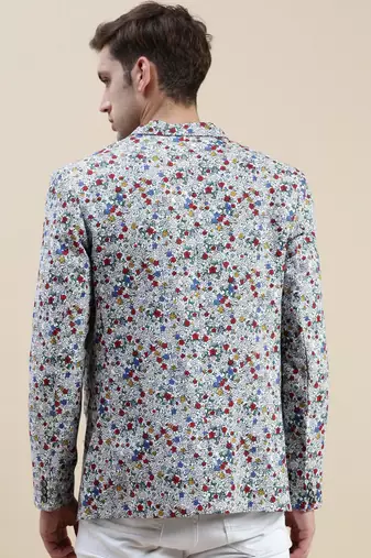 Men's Printed Notched Lapel Multi Tuxedo Blazer