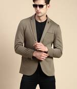 SHOWOFF Men's Single Breasted Olive Solid Slim Fit Blazer