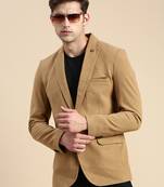 SHOWOFF Men's Single Breasted Khaki Solid Slim Fit Blazer