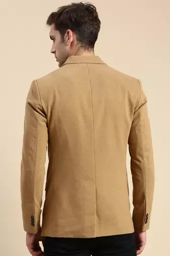 SHOWOFF Men's Single Breasted Khaki Solid Slim Fit Blazer