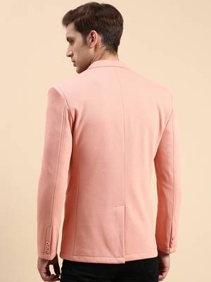 Men's Single Breasted Peach Solid Slim Fit Blazer 4