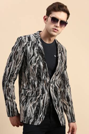 SHOWOFF Men's Single Breasted Multi Printed Slim Fit Blazer
