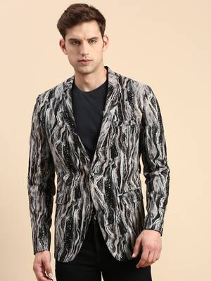 SHOWOFF Men's Single Breasted Multi Printed Slim Fit Blazer 2