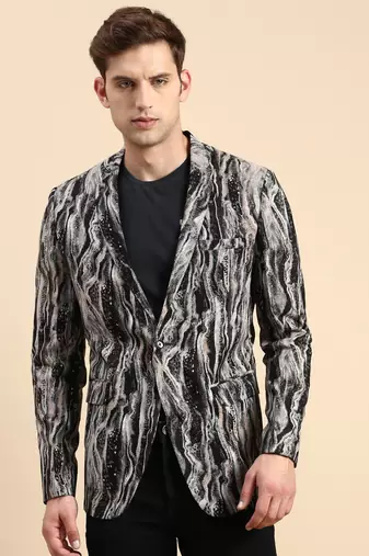 SHOWOFF Men's Single Breasted Multi Printed Slim Fit Blazer