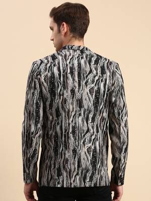 SHOWOFF Men's Single Breasted Multi Printed Slim Fit Blazer 4