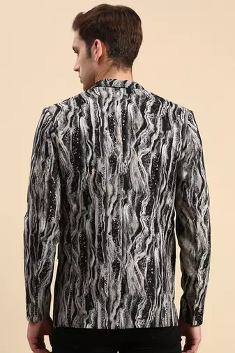 SHOWOFF Men's Single Breasted Multi Printed Slim Fit Blazer