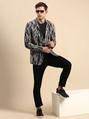 SHOWOFF Men's Single Breasted Multi Printed Slim Fit Blazer 5