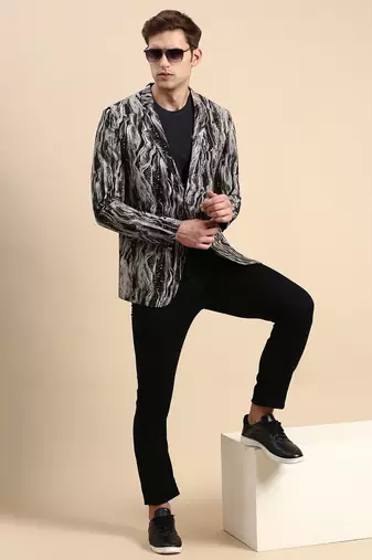 SHOWOFF Men's Single Breasted Multi Printed Slim Fit Blazer