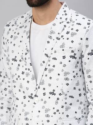 SHOWOFF Men's Notched Lapel Single-Breasted White Printed Blazer 5