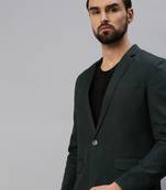 Men's Notched Lapel Single-Breasted Green Solid Blazer