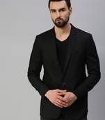 SHOWOFF Men's Notched Lapel Single-Breasted Black Solid Blazer