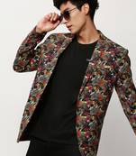 Men's Notched Lapel Printed Multicolor Single-Breasted Blazer