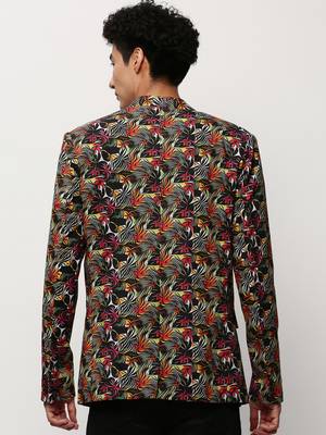 Men's Notched Lapel Printed Multicolor Single-Breasted Blazer 4