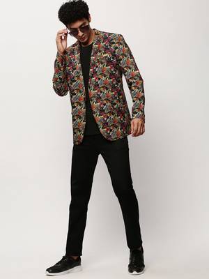 Men's Notched Lapel Printed Multicolor Single-Breasted Blazer 5