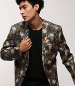 Men's Notched Lapel Printed Multi Single-Breasted Blazer