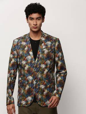 Men's Notched Lapel Printed Multi Single-Breasted Blazer 2