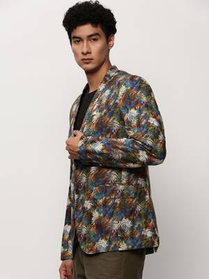Men's Notched Lapel Printed Multi Single-Breasted Blazer 3