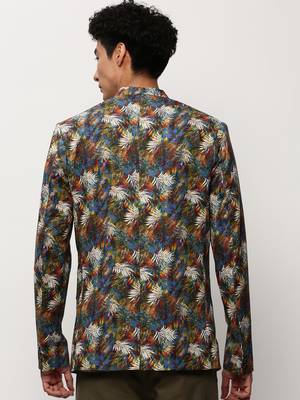 Men's Notched Lapel Printed Multi Single-Breasted Blazer 4