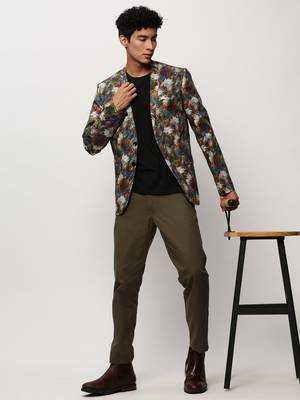 Men's Notched Lapel Printed Multi Single-Breasted Blazer 5