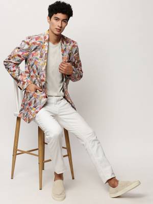 Men's Notched Lapel Printed Multi Single-Breasted Blazer 5